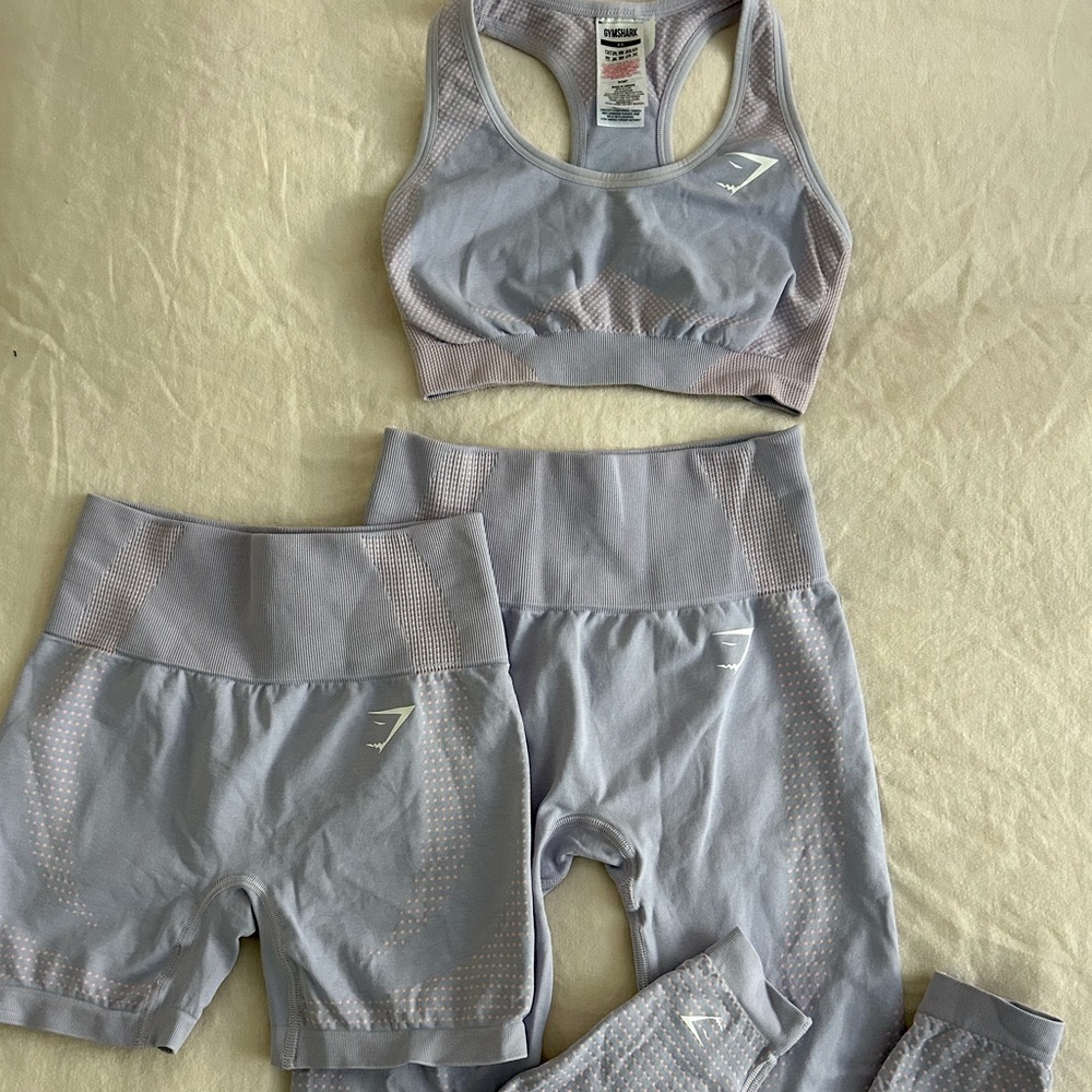 GYMSHARK lavender matching set bundle XS